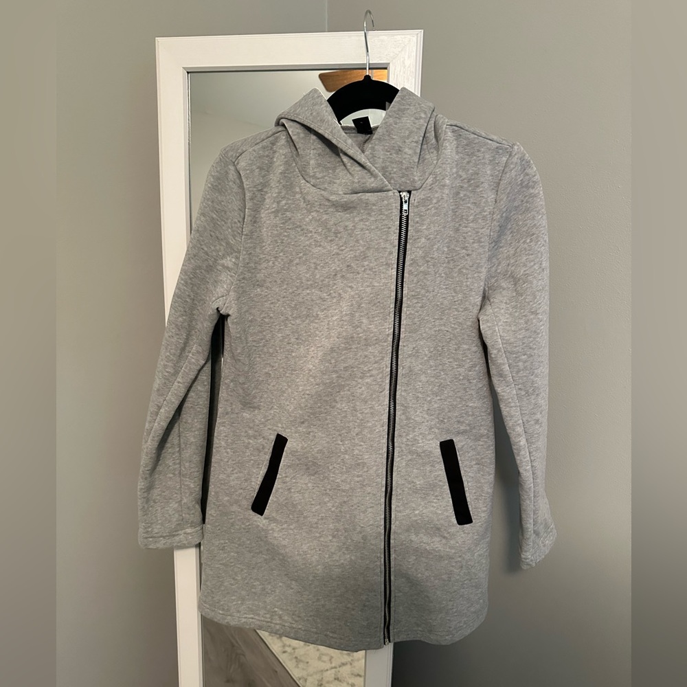 Gray Zip Up Hooded Coat